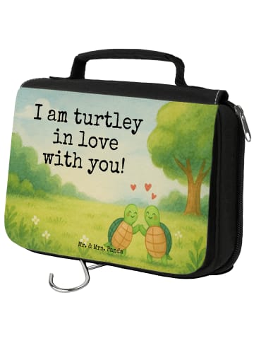 Mr. & Mrs. Panda Waschtasche Schildkröten Paar Design mit Spruch in Weiß