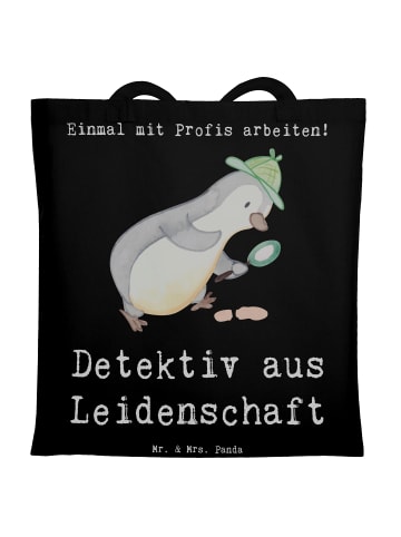 Mr. & Mrs. Panda Tote Bag Detektiv Leidenschaft mit Spruch in Schwarz