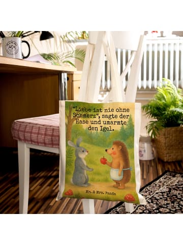 Mr. & Mrs. Panda Tote Bag Hase Igel Design mit Spruch in Weiß