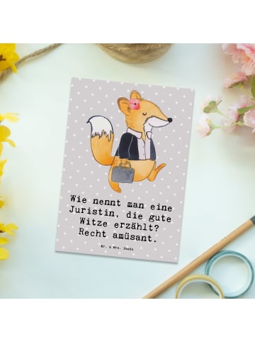 Mr. & Mrs. Panda Postkarte Juristin Humor mit Spruch in Grau Pastell