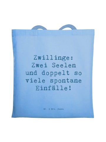 Mr. & Mrs. Panda Tragetasche Spruch Zwillinge Abenteuer mit Spruch in Sky Blue