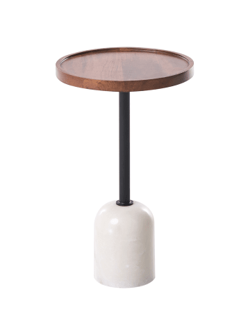 Beliani Beistelltisch RAINY in Weiß/Braun/Schwarz - (W) 30 x (H) 50 x (L) 30 cm