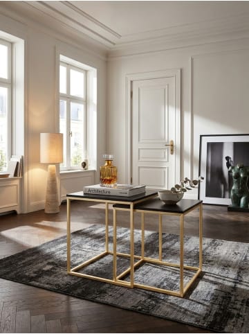 KADIMA DESIGN Couchtisch Set | 2 Tische, Gold-Look, Glas/MDF Schwarz in Gold