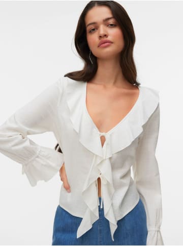 Vero Moda VMJAMIE TIE LS TOP WVN in Snow White