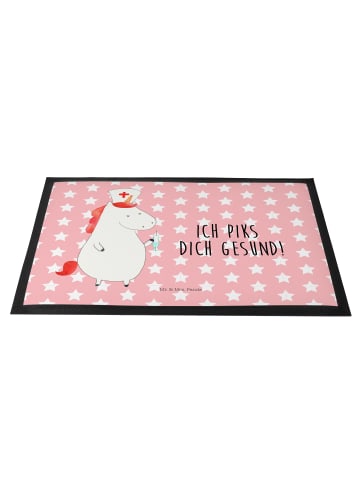Mr. & Mrs. Panda fußmatte Einhorn Krankenschwester mit Spruch in Rot Pastell