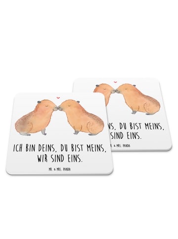 Mr. & Mrs. Panda Untersetzer Capybara Liebe mit Spruch in Weiß