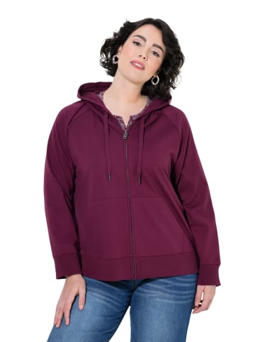 Ulla Popken Sweatjacke in dunkle beere