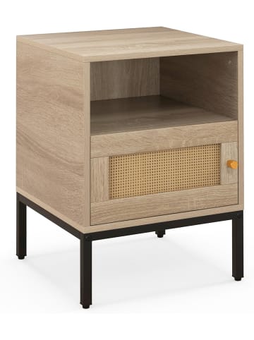 COSTWAY Nachttisch Rattan 40 x 40 x 57 cm in Hellbraun