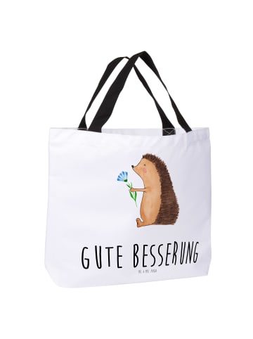 Mr. & Mrs. Panda Einkaufstasche Igel Blumen mit Spruch in Weiß