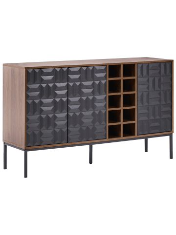 Beliani Weinregal CARAQUET in Braun/Schwarz - (W) 140 x (H) 85 x (L) 40 cm