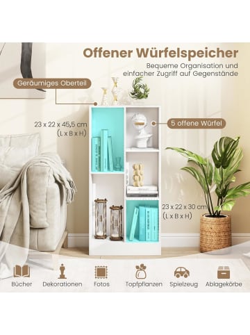 COSTWAY Bücherregal mit 5 Fächern in Weiß