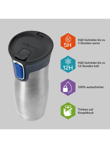 contigo Thermobecher West Loop Autoseal Edelstahl Isolierbecher 470 ml Farbe Steel