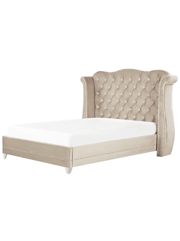 Beliani Doppelbett AYETTE in Beige - (W) 225 x (H) 154 x (L) 215 cm
