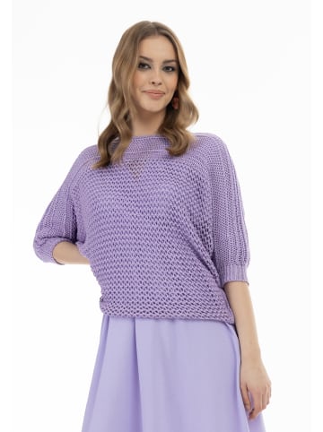 faina Damen Weitmaschiger Strickpullover in Flieder