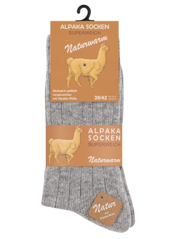 Cotton Prime® 2 Paar Wollsocken Alpaka Socken in hellgrau/beige