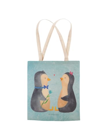 Mr. & Mrs. Panda Tasche Pinguin Pärchen ohne Spruch in Eisblau