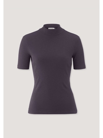 Hessnatur Hessnatur Mock-Neck Shirt Slim aus Bio-Baumwolle in dunkle traube