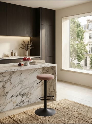 KADIMA DESIGN Barhocker | Höhenverstellbar 58-79cm, Eisen, Samt in Rosa