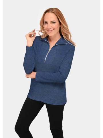 GOLDNER Kurzgröße: Flausch-Shirt Flauschiges Troyer- Shirt in schieferblau / melange