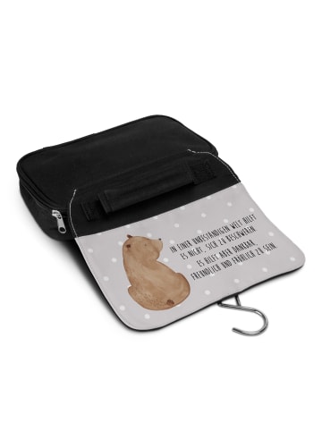 Mr. & Mrs. Panda Beauty Case Bär Schulterblick mit Spruch in Grau Pastell