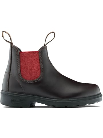 Blundstone Chelsea Boot "2590 Brown Leather with Crimson Elastic (Kids)" in Braun
