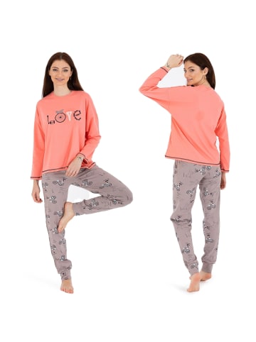 LOREZA Schlafanzug Pyjama langarm- Love - Bunt - Variante 2