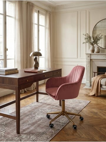 KADIMA DESIGN Schreibtischstuhl Samt , Design Drehstuhl mit Lehne, Arbeitsstuhl in Rosa