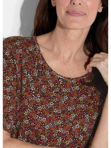 GOLDNER Kurzgröße:  Shirt Shirt in braun / rot / cognac / gemustert