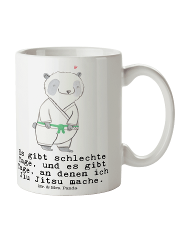 Mr. & Mrs. Panda Kaffeetasse Panda Jiu Jitsu mit Spruch in Weiß