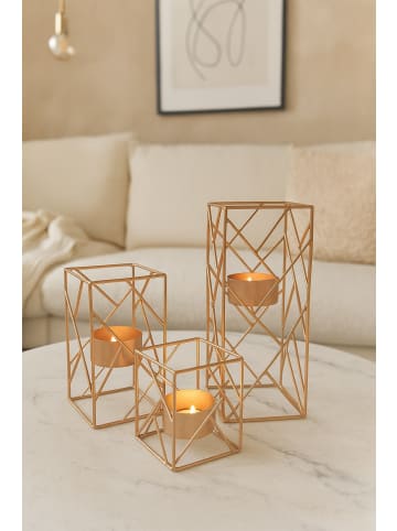 möbel-direkt Teelichthalter 3er-Set Laurenz in goldfarben