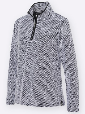 Sieh an! Langarmshirt in ecru-schwarz-gemustert