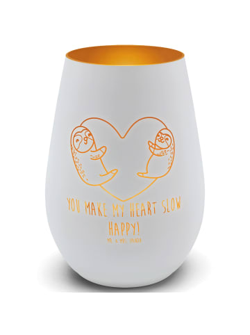 Mr. & Mrs. Panda teelichtglas Faultiere Herz mit Spruch in Weiß