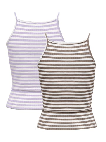 JACQUELINE de YONG Gestreiftes Tank Top 2-er Stück Ärmelloses Set JDYFRANSISKA in Braun-3