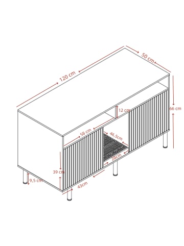 ABRIHOME Katzenkloschrank mit Sandauffangmatte in Weiß - 120x50x66cm