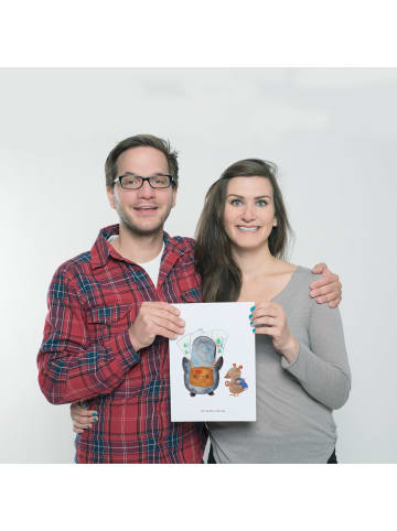 Mr. & Mrs. Panda Wandbild Pinguin & Maus Wanderer ohne Spruch in Weiß