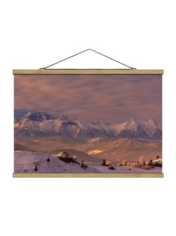 WALLART Stoffbild mit Posterleisten - Hohe Tatra am Morgen in Creme-Beige