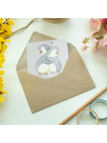 Mr. & Mrs. Panda Grußkarte Pinguin Beste Tante der Welt mit Spruch in Grau Pastell
