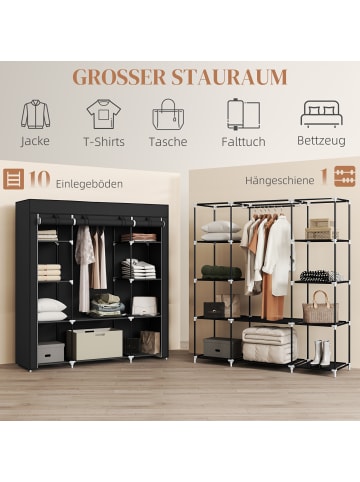 HOMCOM Stoffschrank-150L x 43B x 162,5H cm-Schwarz