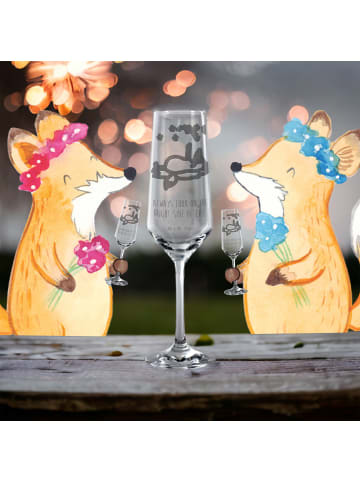 Mr. & Mrs. Panda Sektglas Fuchs Sterne mit Spruch in Transparent