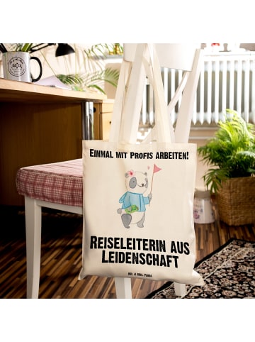 Mr. & Mrs. Panda Tragetasche Reiseleiterin Leidenschaft mit Spruch in Creme
