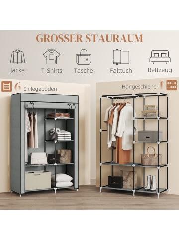 HOMCOM Stoffschrank-103L x 43B x 162,5H cm-Grau