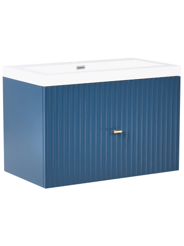 Beliani 2-tlg Badezimmerschrank LAGO in Blau/Gold/Weiß