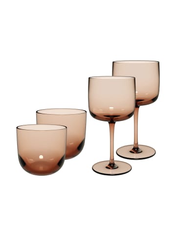 like. by Villeroy & Boch 4er Set Wein- und Wassergläser Like Glass in Clay