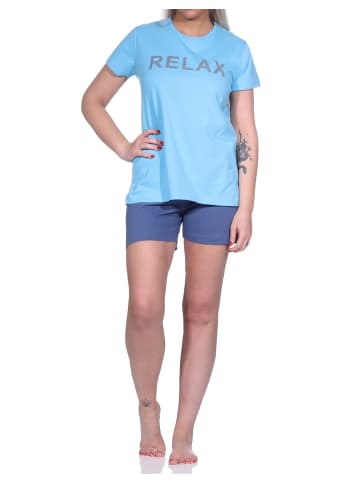 NORMANN Shorty Schlafanzug Pyjama kurzarm - 73825 in hellblau