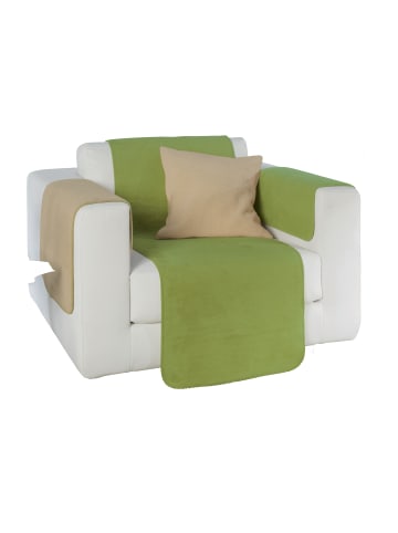 Erwin Müller Baumwollmischung Sessel- und Sofaschoner-Set 3-teilig Matera in grün/sand