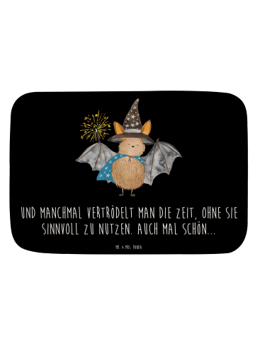 Mr. & Mrs. Panda Badezimmerteppich Fledermaus Zauberer mit Spruch in Schwarz