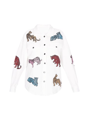 Swirly Women Jacket in Beige