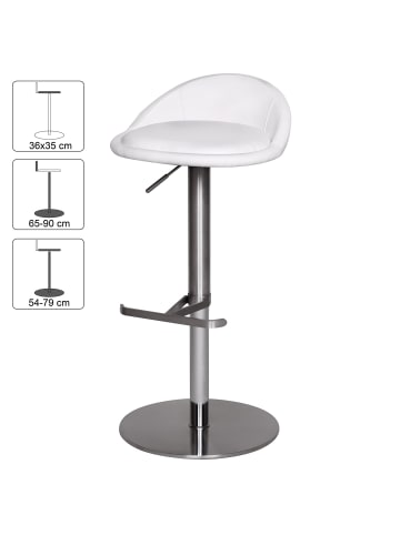 KADIMA DESIGN Barhocker WL1.282 Edelstahl höhenverstellbare Sitzhöhe 54-79 cm, in Weiß