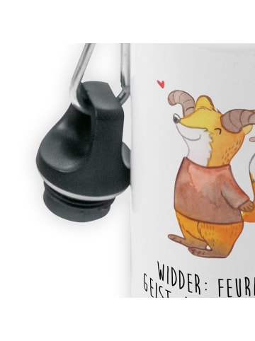 Mr. & Mrs. Panda Kindertrinkflasche Widder Astologie mit Spruch in Weiß