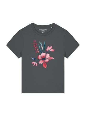 wat? Apparel T-Shirt Blume in Wasserfarbe 01 in Grau